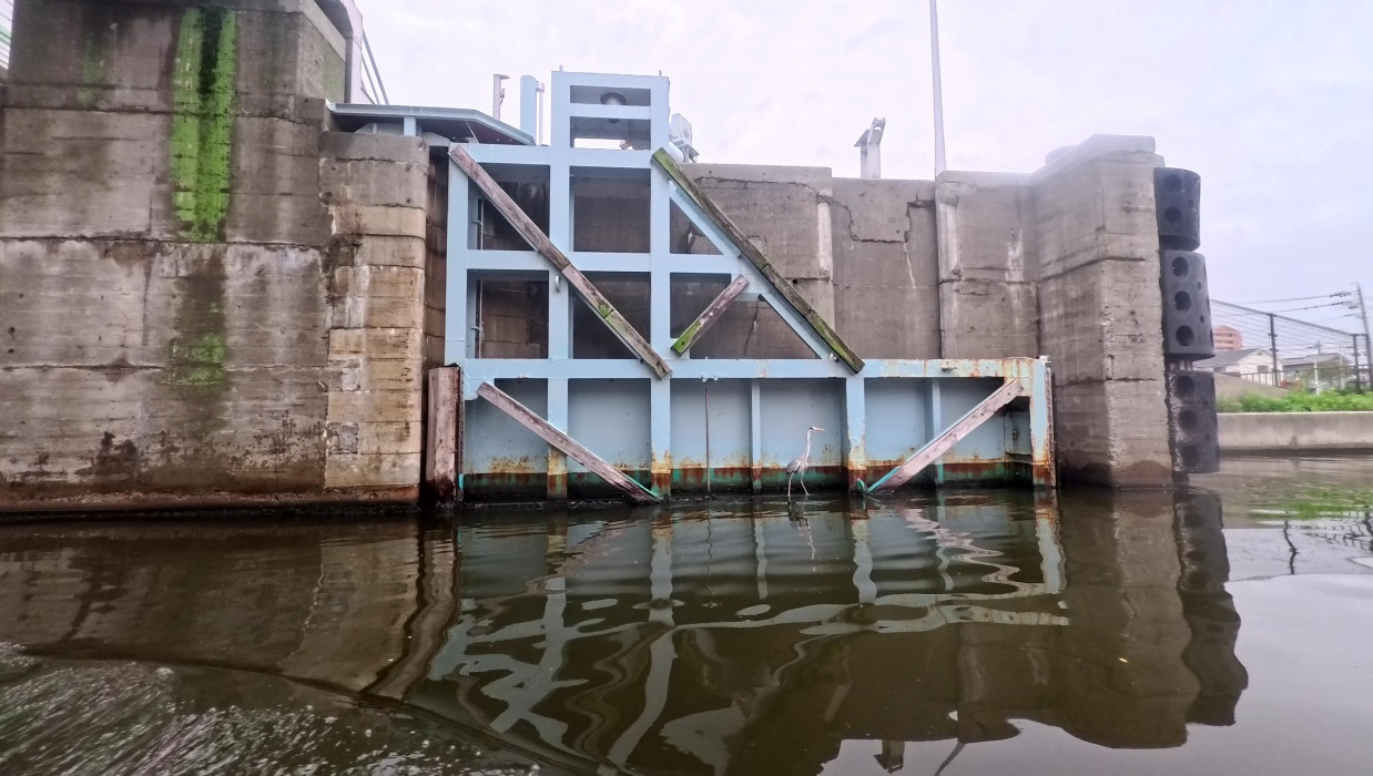 水位差を約2.4m位調整している